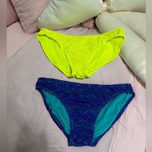 Neon Yellow & Blue Crochet Bikini Bottoms - Two Pack